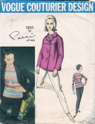 1351 VOGUE COUTURIER PUCCI ITALY JACKET, BLOUSE, PANTS 1965 PATTERN 14